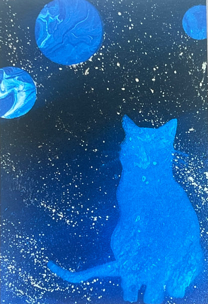 "Cat and Space" Postcard